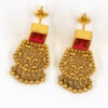 015 Antique Gold Necklace Set with Red Stones & Earrings