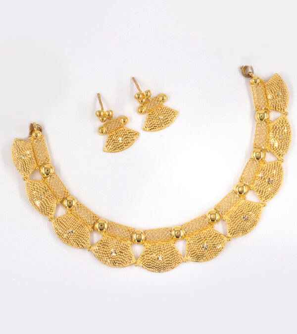 22K Fancy Bombay Gold Necklace Set with Earrings